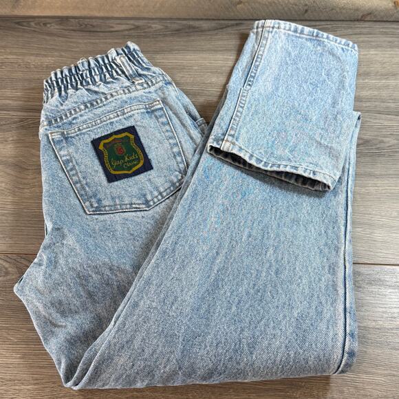 Vtg 90's Gap Kids Classic Jeans Size Boys 14 Elastic Waist Logo Patch Preppy - Picture 14 of 16
